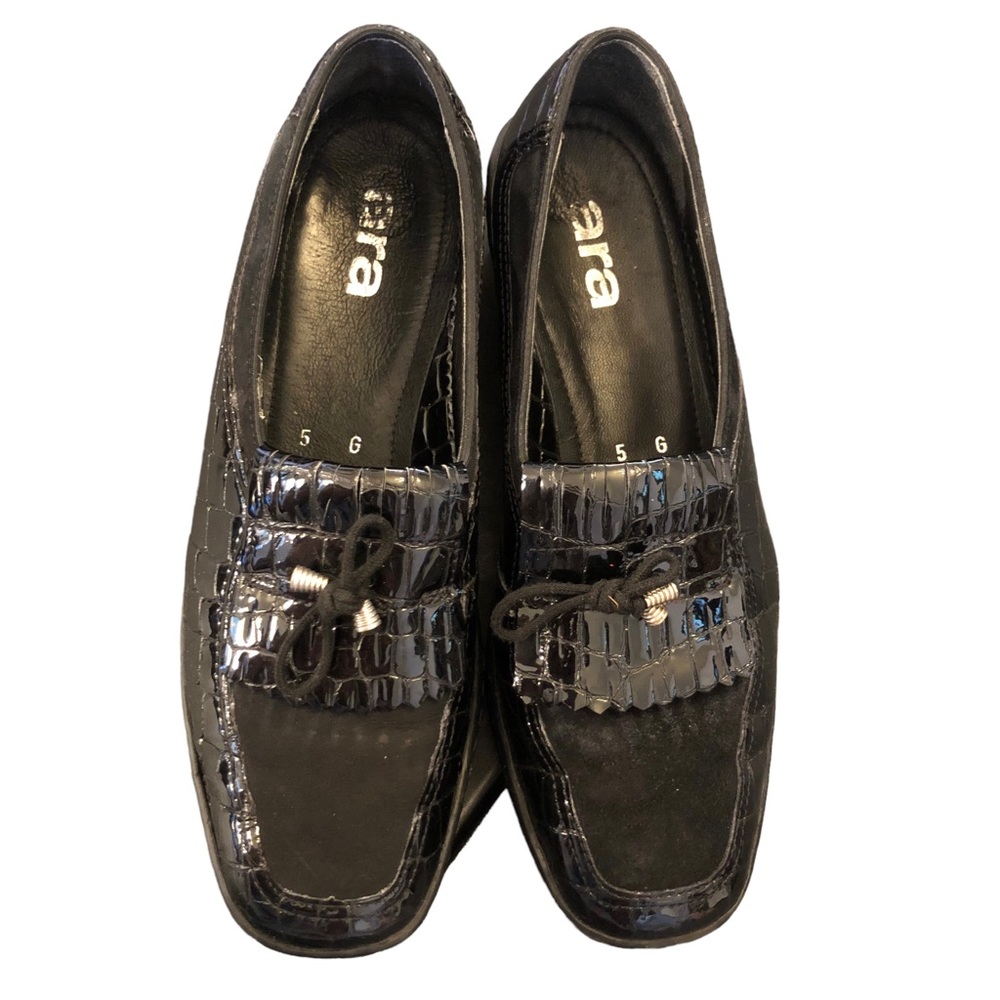 Ara Black Patent Leather Crocodile Loafers size 5 - Picture 7 of 16